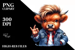 Agressive Highland Cow in Jeans, Transparent PNG Product Image 3