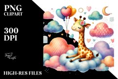 Colorful Giraffe Cloud PNG Product Image 2