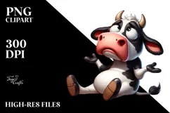 Goofy Holstein Cow with es, Transparent PNG Product Image 2