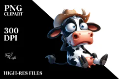Goofy Holstein Cow Watercolor PNG Product Image 2