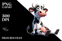 Goofy Holstein Cow with Bow Tie PNG Product Image 2