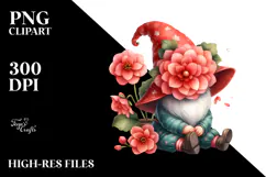Cute GNOME with Begonia PNG Product Image 2