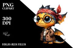 Baby Dragon in Raincoat PNG Product Image 2
