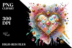 Colorful Hearthglass on Splashy Background PNG Product Image 2
