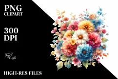 Colorfull Flowers Watercolor PNG Product Image 3