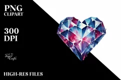 Washed Watercolor Heart Made of Broken Diamond Material PNG Product Image 2