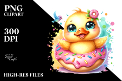 Baby Duck with Donut, Smiling Cute PNG Product Image 2