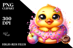 Baby Duck with Donut, Smiling Cute PNG Product Image 2