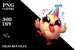 Playful Bird with Party Hat and Tongue-Out Face PNG Product Image 2