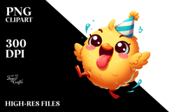Playful Bird with Party Hat and Tongue-Out Face PNG Product Image 2