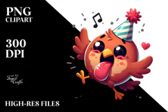 Playful Bird with Party Hat and Tongue-Out Face PNG Product Image 2