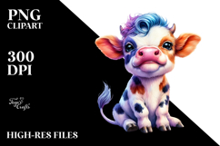 Funny Baby Cow Sitting, High-Quality PNG Product Image 2