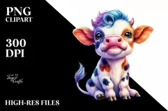 Funny Baby Cow Sitting, High-Quality PNG Product Image 3
