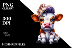 Funny Baby Cow Sitting, High-Quality PNG Product Image 2