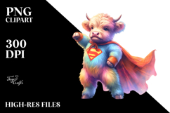 Colorful Baby Highland Cow Hero PNG Product Image 2