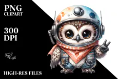 Energetic Baby Owl with Punk Look PNG Product Image 2
