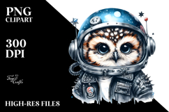 Baby Owl Astronaut Watercolor Product Image 2