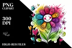 Colorful Flower with Hearts, Transparent PNG Product Image 2