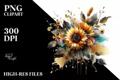 Vibrant Sunflower Bouquet | Sublimation | Clipart Product Image 3