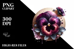 Glossy Watercolor Pansy | Sublimation | Clipart Product Image 3