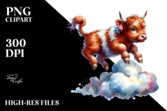 Bouncing Baby Cow on Cloud PNG Product Image 2