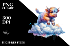 Bouncing Baby Cow on Cloud PNG Product Image 2