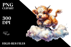 Bouncing Baby Cow on Cloud PNG Product Image 2