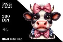 Funny Cow with Bow and Tie PNG Product Image 2