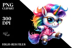 Cute Baby Unicorn, Vibrant PNG Product Image 2