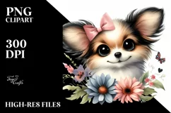 Cute Big Eyes Papillon Watercolor Splash Clipart Product Image 3