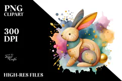 Colorful Bunny Wood PNG Product Image 2