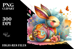 Colorful Bunny Made of Wood, PNG Product Image 2