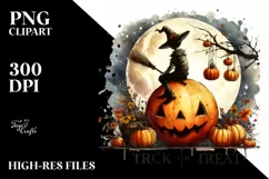 Washed Retro Halloween Moon Pumpkins PNG Product Image 3