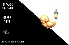 Whimsical Baby Duck on Moon PNG Product Image 2