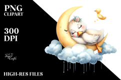 Whimsical Baby Duck on Moon PNG Product Image 2