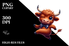 Whimsical Vector Art of Goofy Highland Cow PNG Product Image 2