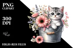 Cute Baby Cat with Flowers PNG Product Image 2