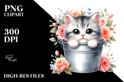 Cute Cat with Flowers PNG Product Image 2
