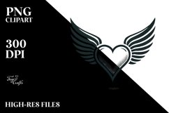 Simple Retro Heart with Wings PNG Product Image 2