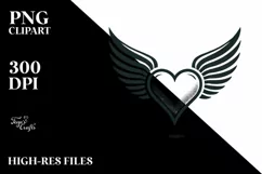 Simple Retro Heart with Wings PNG Product Image 2