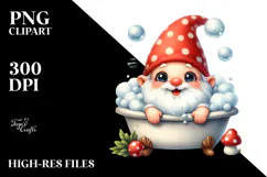 Watercolor Smiling Gnome Bath Tub Clipart Product Image 2
