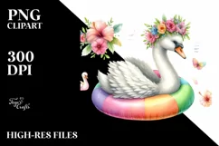Watercolor Young Swan,Flower Wreath Clipart Product Image 3