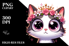 Cute Kitten with Flower Crown, PNG Art Product Image 2