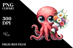 Octopus Holding Large Flower Bouquet Product Image 2
