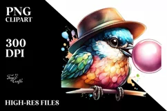 Colorful Artistic Bird Hat, Clipart Product Image 1