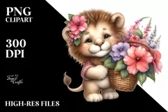 Cute Baby Lion with Flower Basket | Sublimation | Clipart Product Image 3