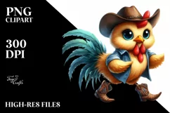 Chicken in Boots Watercolor PNG Product Image 3