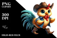 Chicken in Boots Watercolor PNG Product Image 2