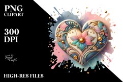 Colorful Heart of Wood on Splashy Background PNG Product Image 2