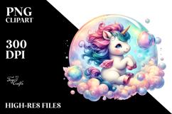 Whimsical Baby Unicorn in Bubble PNG Product Image 2